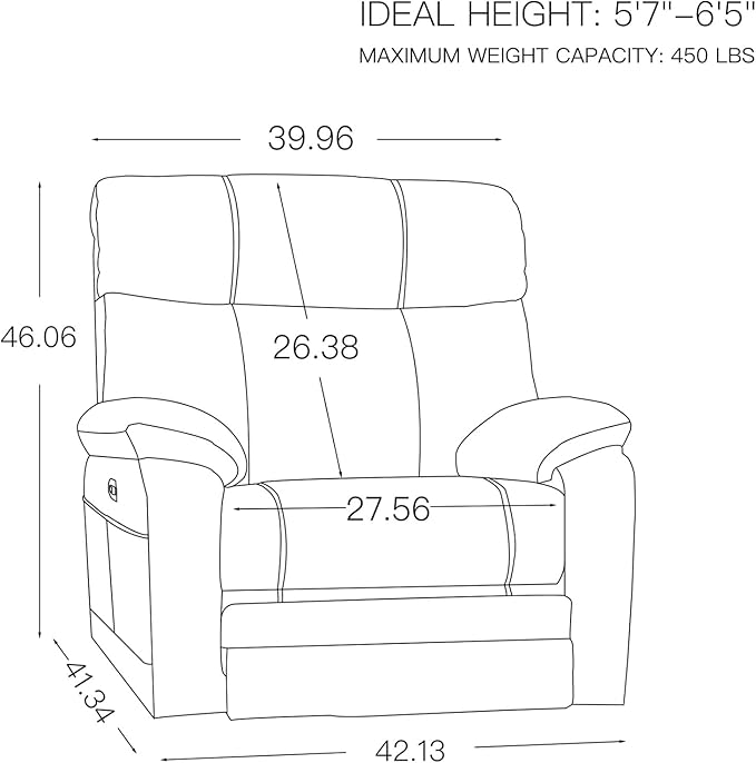 AEDI 450lbs Genuine Leather Power Recliner Chair for Big and Tall Adults Oversized Electric Reclining Sofa for Living Room,Extra Wide 27.5” Seat,Extended Footrest,USB Charging(Top Grain Leather,Camel)