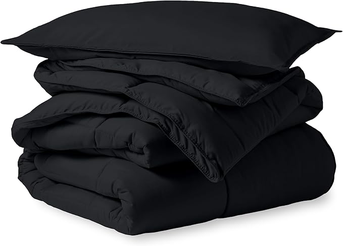 Bare Home Comforter Set - Twin/Twin Extra Long Size - Ultra-Soft - Goose Down Alternative - Premium 1800 Series - All Season Warmth (Twin/Twin XL, Black)