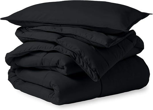 Bare Home Comforter Set - Twin/Twin Extra Long Size - Ultra-Soft - Goose Down Alternative - Premium 1800 Series - All Season Warmth (Twin/Twin XL, Black)