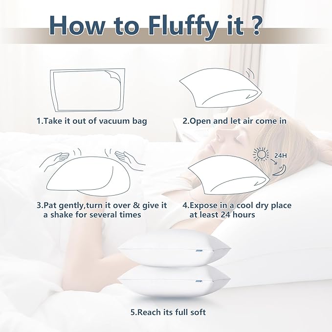 CozyLux Pillows Queen Size Set of 2, Hotel Quality Bed Pillows for Sleeping 2 Pack, Cooling Pillows for Side Back and Stomach Sleepers, Down Alternative Luxury Soft Supportive Fluffy Pillows (18x28)