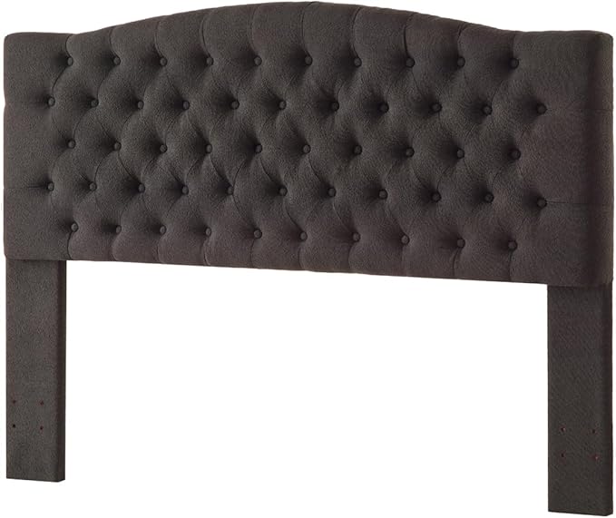 24KF Boucle Upholstered Tufted Button Queen Headboard and Comfortable Fashional Padded Queen/Full Size headboard,6025-Q-Boucle-Dark Gray