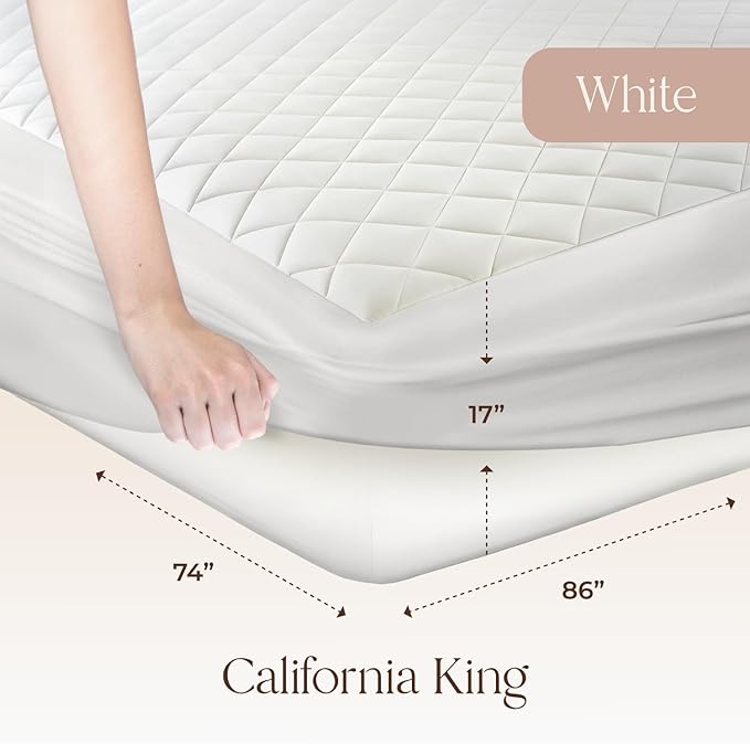 100% Cotton Organic Mattress Pad - Luxury Quilted Mattress Topper Protector Plush & Breathable Machine Washable Design - Fairtrade & GOTS Certified Premium 400GSM Thick with Deep Pocket (Cal King)
