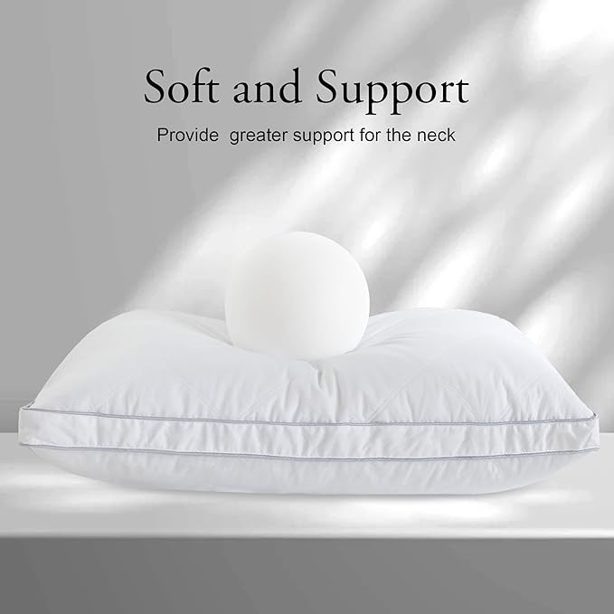 Deodar Goose Feather Down Pillows Queen Bed Pillow 2 Pack - Made in USA -Hotel Collection Gusseted White Pillow Fluffy Pillow for Back Side Stomach Sleeper 20" x 30"