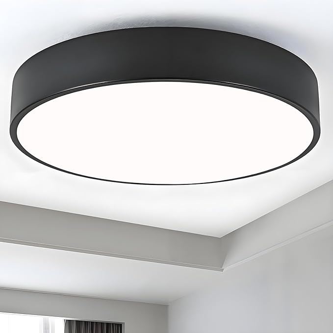 Modern Flush Mount Ceiling Light, 3-Lights Black Ceiling Light, Minimalistic Ceiling Lamp Acrylic Shade Lighting Fixture for Bedroom Laundry Room Bathroom Hallway(15.8 Inch)