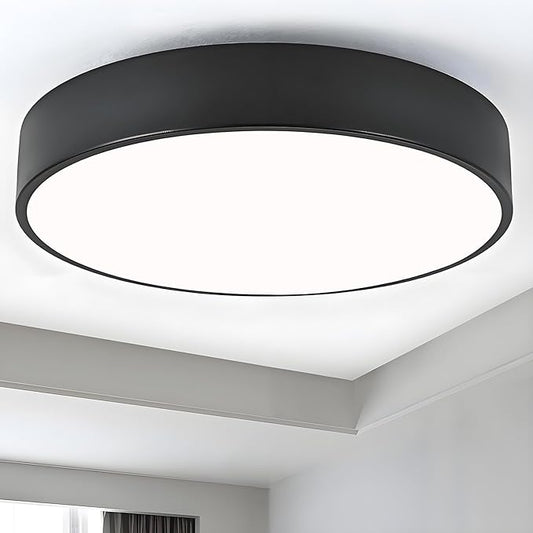 Modern Flush Mount Ceiling Light, 3-Lights Black Ceiling Light, Minimalistic Ceiling Lamp Acrylic Shade Lighting Fixture for Bedroom Laundry Room Bathroom Hallway(15.8 Inch)