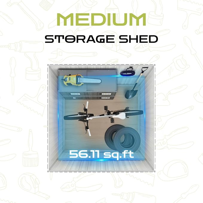 9 x 6.4 Ft Outdoor Storage Shed, Heavy-Duty Metal Shed with Windows & Secure Lockable Doors, Ideal Storage Shed for Outdoor, Patio, Garden, and Backyard, Black