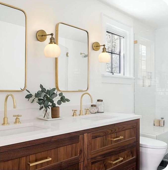 Vintage Wall Sconce 1-Light with Milk White Glass Globe Shade, Hardwired Modern Indoor Wall Mounted Lamp Fixture for Farmhouse Living Room Bedroom Bathroom