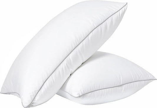 Casa Platino Bed Pillows King Size Set of 2 - Firm, Cozy & Soft Pillows for Adults- Pack of 2 – Luxury King Size Bed Pillow for Side, Back & Stomach Sleepers - White