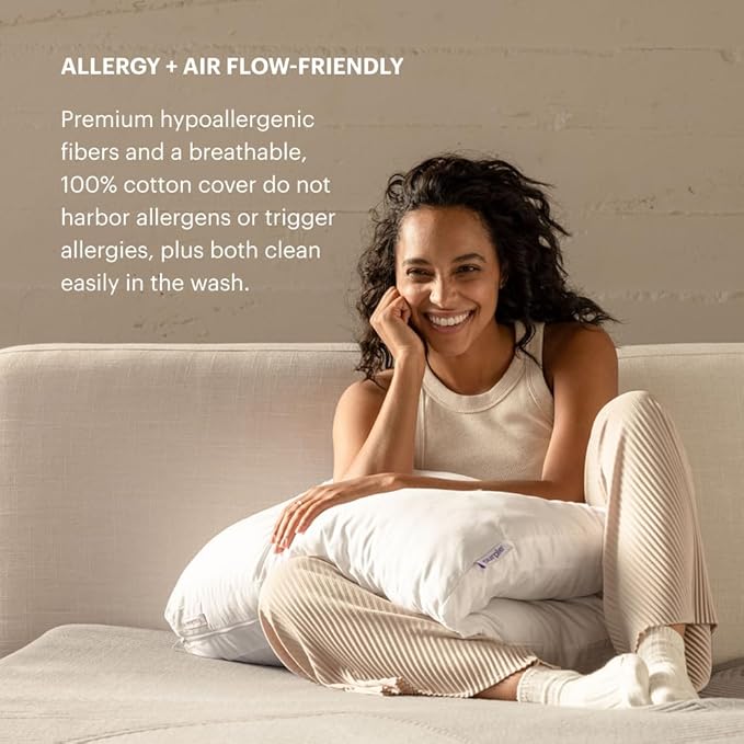 Purple TwinCloud Pillow – King Size, Adjustable Soft or Firm Support, Reversible Cotton Cover, Perfect for Side Sleepers