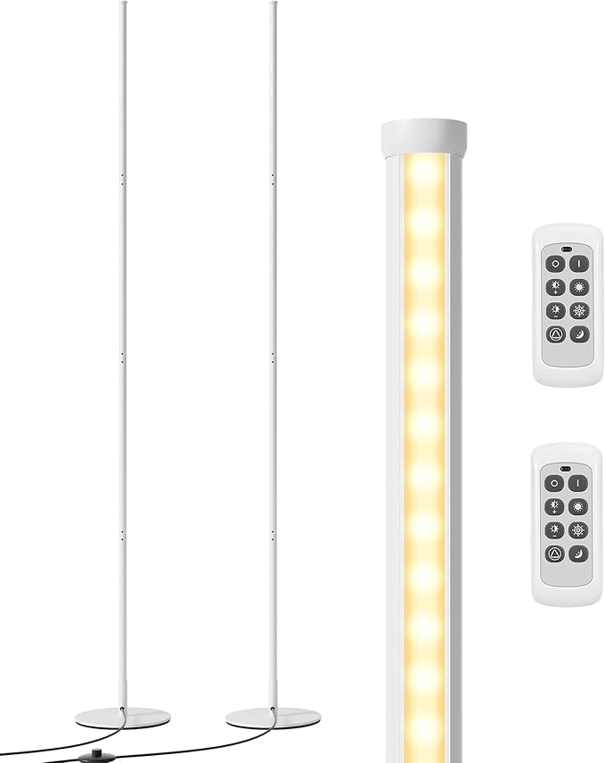 EDISHINE Modern Minimalist LED Floor Lamp, Set of 2, 57.5" Height, 7 Color Temperature 3000-6000K, Dimmable Corner Floor Lamp for Bedroom, Living Room, Office, White