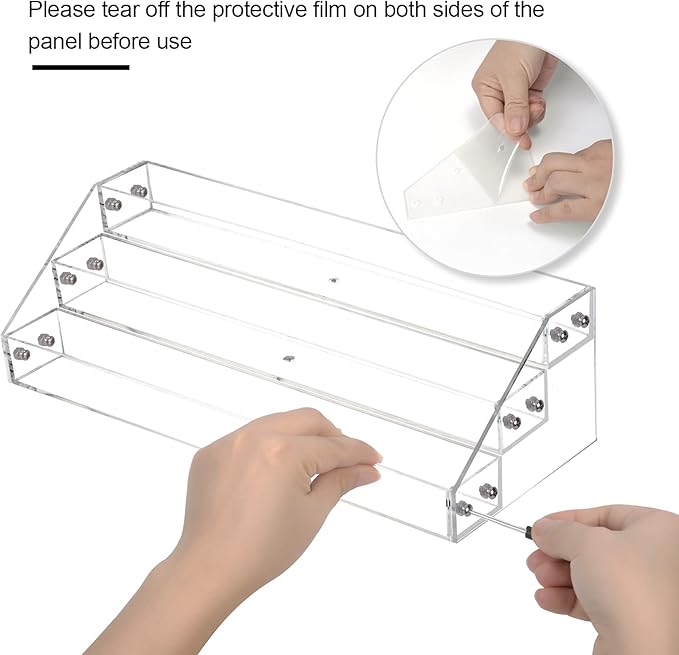 3 Packs Clear Nail Polish Organizer Holder Shelf Rack, Acrylic Display Stand For Sunglasses Paint Essential Oils, Makeup Holder, Nail Poliahes Storage to 36 Bottles (Fit 1-2oz Bottles)