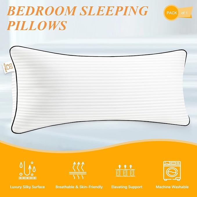 14x36 Pillows Insert Set of 1, Long Body Lumbar Decorative Throw Pillow Inserts 14x36 Inch for Bed Couch Bedroom Bench with Premium Original Down Alternative Filling,White