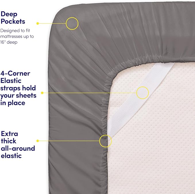 1500 Supreme Collection Extra Soft RV Short Queen Sheets Set, Gray - Luxury Bed Sheets Set with Deep Pocket Wrinkle Free Hypoallergenic Bedding, Over 40 Colors, RV Short Queen Size, Gray