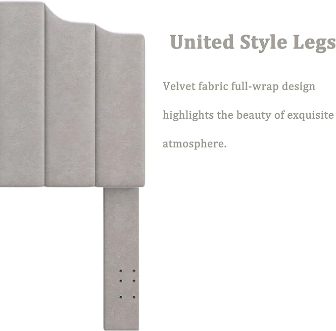 King Size Headboard Only, Velvet Wall Mounted Headboard King for Adjustable Bed Modern Upholstered Head Board Easy Assembly, Gray