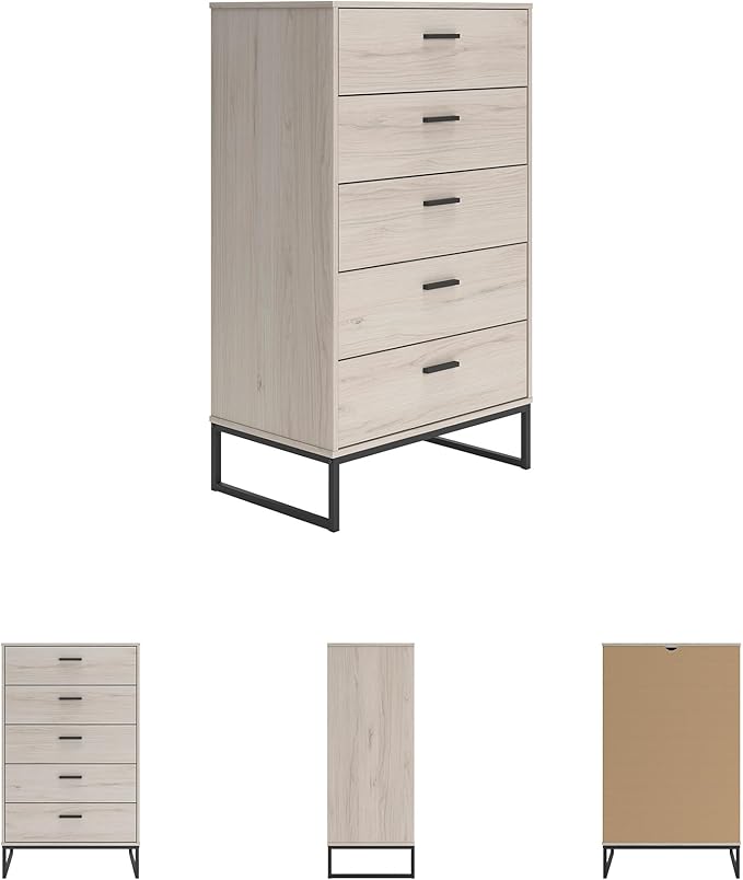 Signature Design by Ashley Socalle 5 Drawer Chest of Drawers, Natural Beige