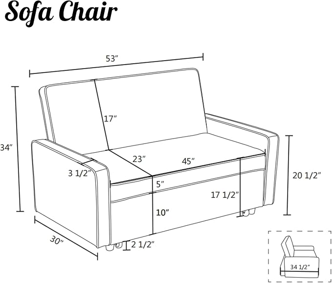 53 Inch Convertible Pull Out Sofa Bed, Sleeper Couch with Fluffy Fabric, Loveseat with Adjustable Backrest for Living Room, Bedroom, Apartment, Light Grey