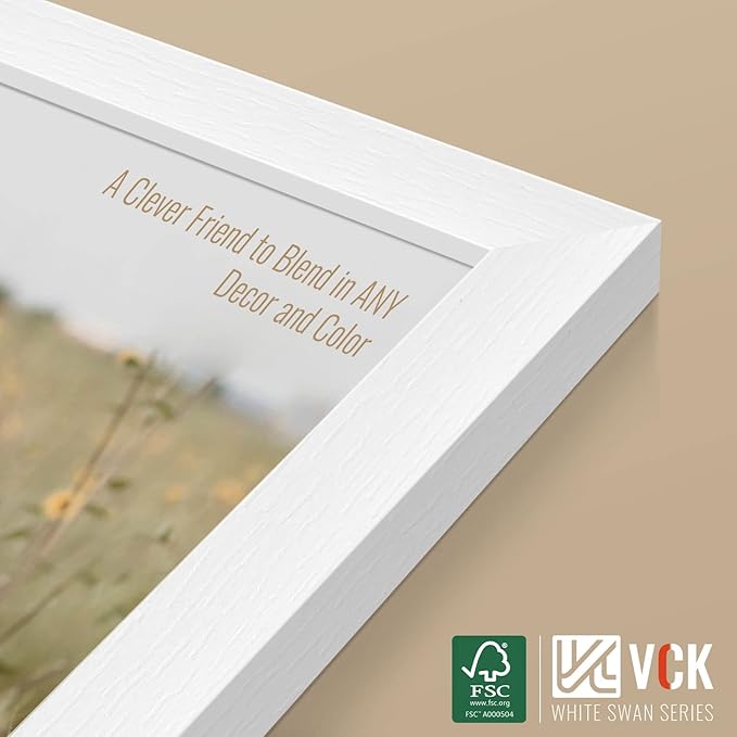 VCK 27x40 Solid Wood Poster Frames, White Exclusive Woodgrain Picture Frame, Wall Mounting Hanging