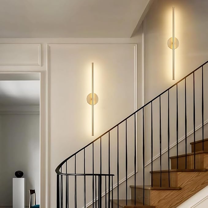 Wireless USB Rechargeable LED Wall Sconce Light (Set of Two), Cordless Dimmable 3-Light Option, 360⁰ Rotateable with Remote Control for Bedroom, Bathroom, Living Room & Hallway (Gold)