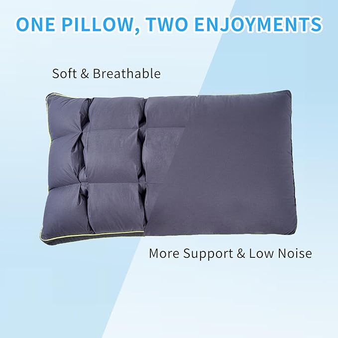 YOUR MOON Soft Pillow Standard for Sleeping, Super Soft Support Down Alternative Pillow, 100% Cotton Shell Luxury Comfy Fluffy Bed Pillows for Sleep(Gray)