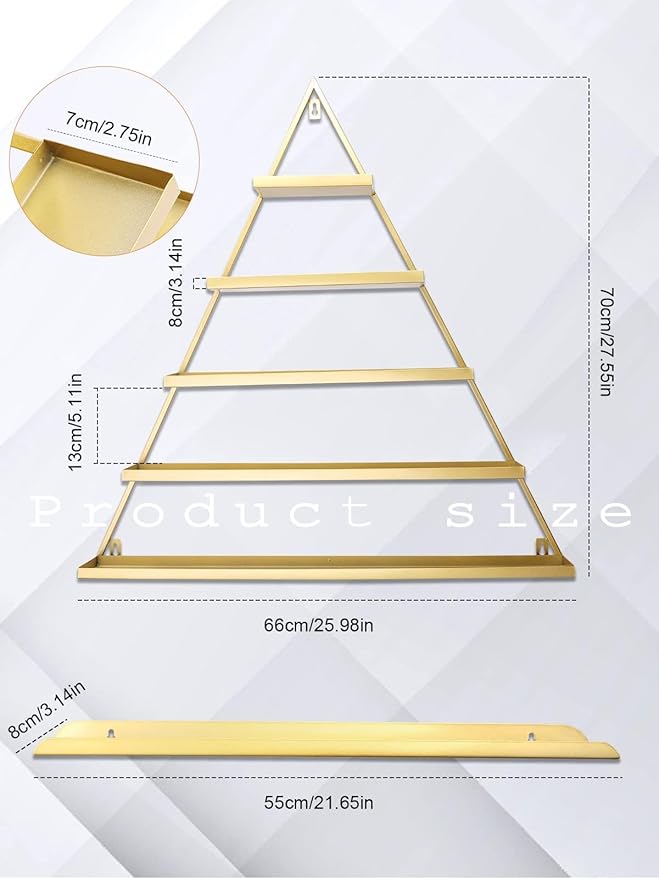 10PCS Metal Wall-mounted Nail Polish Storage Racks, Lorvain 5 Tiers Gold Triangular Display Rack Cosmetic Display Cases Lipstick Perfume Wall Shelf Essential Oil Organizer for Home Spa Nail Salon Shop