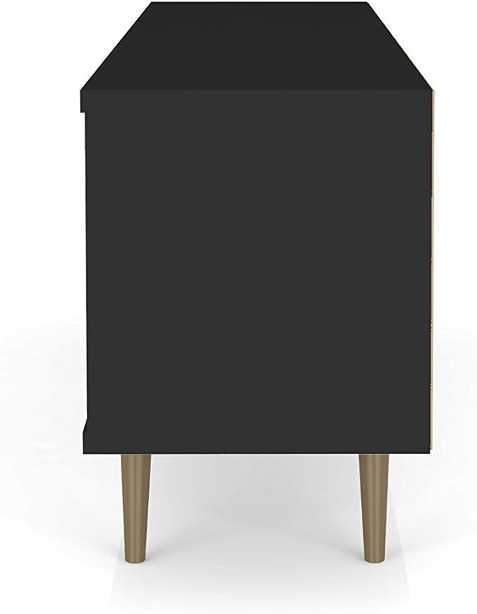 Manhattan Comfort Liberty Mid Century Modern TV Stand for Televisions up to 60 Inches, Bedroom and Living Room Entertainment Center with Storage, Shelves, and Cabinet, 63" Wide, Black