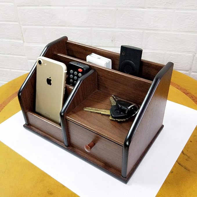 N Desk organizer wood with small drawer Office and Home organization like remote control holder pencil holder HeBen1029