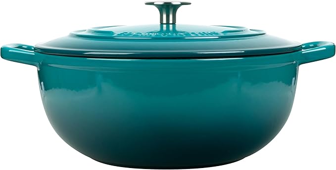 Enameled Cast Iron Dutch Oven Pot with Lid for Sourdough Bread Baking, Bread Dutch Ovens, Cooking Pots, 5 Quart, Darkcyan