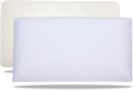 100% Talalay Latex Pillow Bed Pillow for Sleeping, Extra Soft Natural Latex Sleeping Pillow for Back, Stomach or Side Sleepers, Removable Breathable Cotton Cover - High Elasticity (Queen)