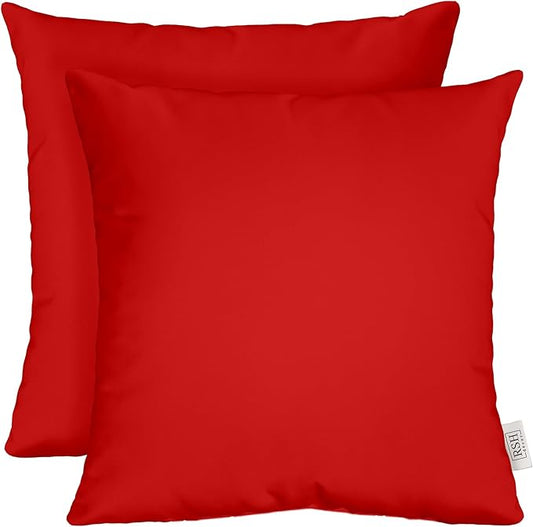 RSH DECOR: Sunbrella Square Throw Pillows Set of 2 | 24" x 24" | Water and Fade-Resistant Performance Fabric | Outdoor Pillow Covers with Down-Alternative Inserts | Canvas Jockey Red
