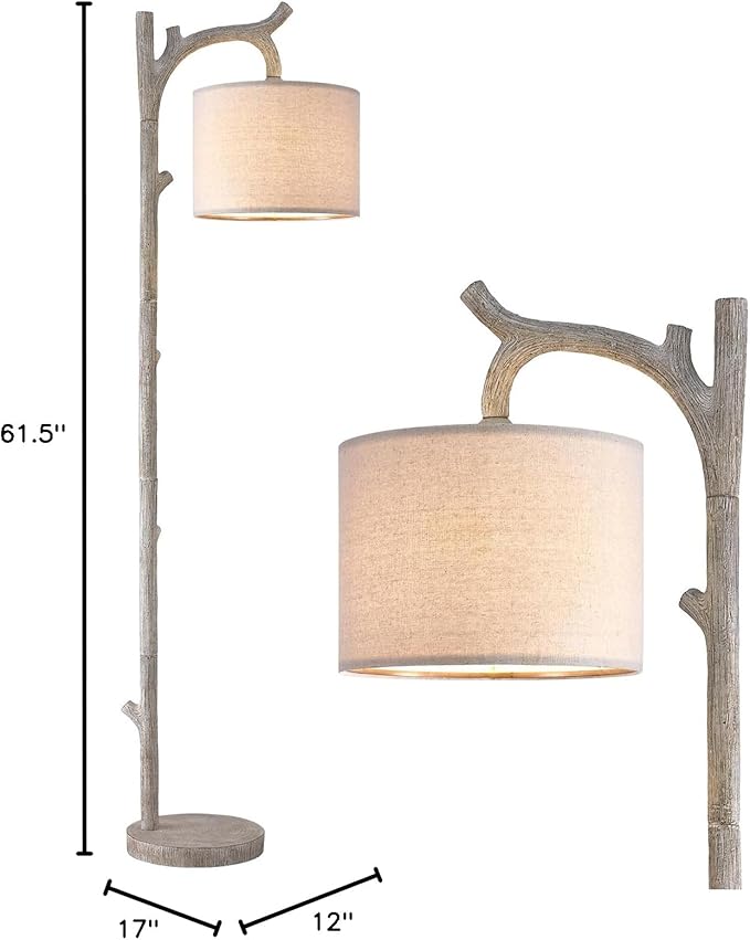 OYEARS Rustic Farmhouse Tree Trunk Floor Lamp Classic Country Wood Grain Resin Vintage 61.25" Standing Floor Lamp Retro Decorative Lamp for Bedroom Living Room Office