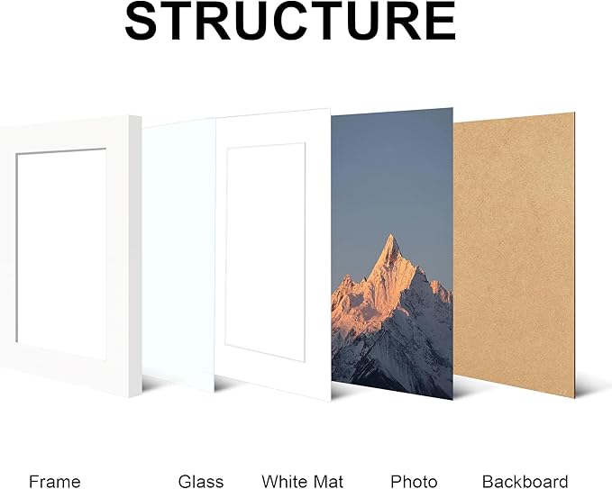 5x7 Picture Frame Set of 4, High Definition Real Glass, Display Pictures 4x6 with Mat or 5x7 Without Mat, Gallery Wall Hanging or Tabletop Photo Frames, White
