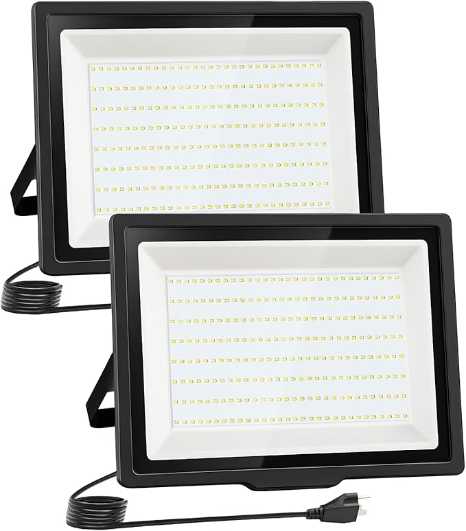 200W Flood Lights Outdoor,18000 LM Bright Work Light,6500K Daylight White LED Flood Light Outdoor, IP66 Waterproof Exterior Floodlight for Yard Garage Stadium 2 Pack