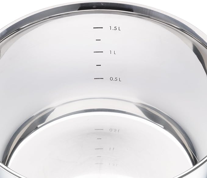 Stainless Steel Saucepan with Clad Bottom, 1.5 Liters