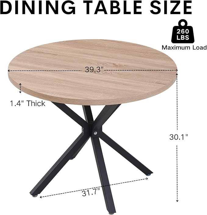 39" Round Dining Table Set for 4, Mid Century Kitchen Table with 4 Velvet Dining Chairs for Apartment Living Room Space Saving