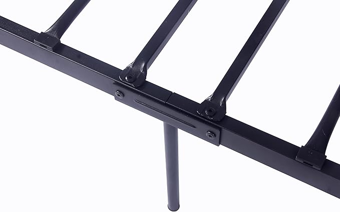 Metal Bed Frame Platform with Head Board Foot Board Vintage Mattress Foundation with Metal Slats Queen Size for Bedroom School Students Kids Adults Storage Under 500lbs (Black Metal, Queen)
