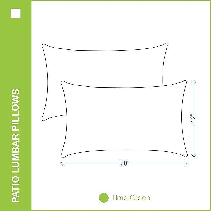 Indoor Outdoor Lumbar Pillows,Waterproof Outdoor Pillows Set of 2 for Patio Furniture,12×20 Inch,Lime Green