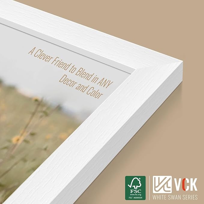VCK 5x7 Picture Frame, White Wooden Photo Frames for Wall Hanging Gallery or Tabletop Display, 2 Pack