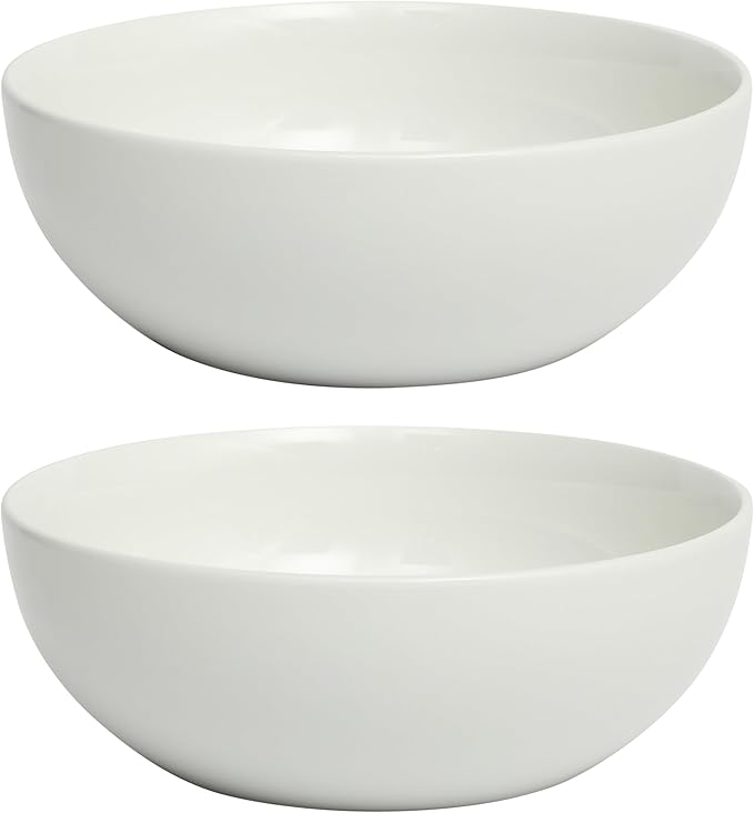 Gibson Home Great Essentials 2 Pack 100 OZ 10" Deep Salad Serving Bowl Set for Kitchen - Porcelain - Dishwasher and Microwave Safe