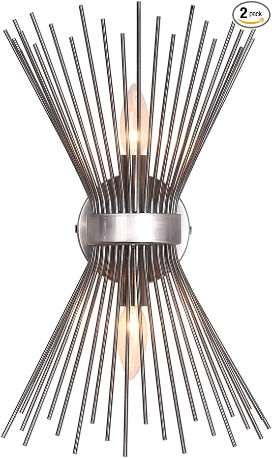 EDISLIVE 2-Bulb Vanity Light Mid-Century Modern Starburst Wall Sconce Lamp Sunburst Sconce Wall Light for Powder Room Bedroom Bathroom