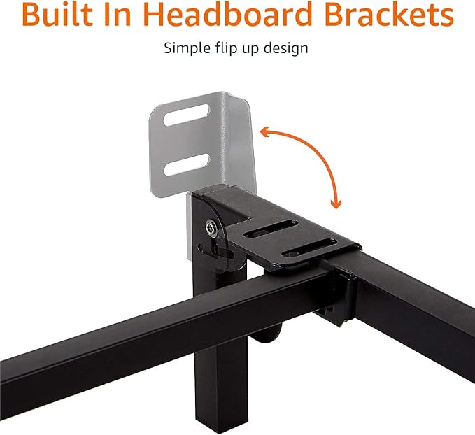 Amazon Basics Metal Bed Frame, 9-Leg Base for Box Spring and Mattress, Full, Tool-Free Easy Assembly, Black