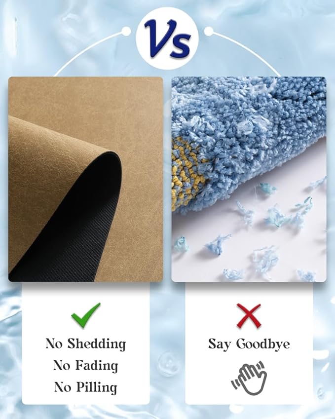 MontVoo -Bath Mat Rug-Rubber Backing Non Slip Quick Dry Absorbent Thin Bathroom Rugs Fit Under Door-Faux Suede Surface Bathroom Floor Mats-Shower Rug for in Front of Bathtub Shower Camel 16"x24"