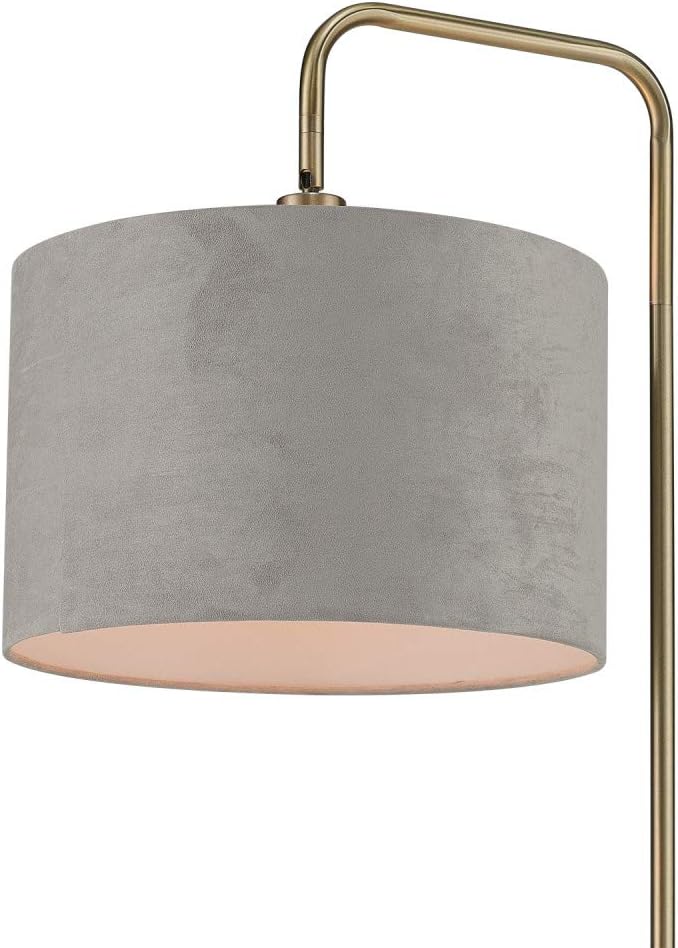 Globe Electric 67398 Barden 58" Floor Lamp, Brass, Light Gray Velvet Shade, On/Off Socket Rotary Switch