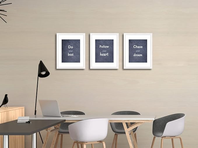 11x14 Picture Frame Set of 3 with Real Glass for Pictures 8x10 with Mat or 11x14 Without Mat, Wall or Tabletop Gallery Photo Frames in White