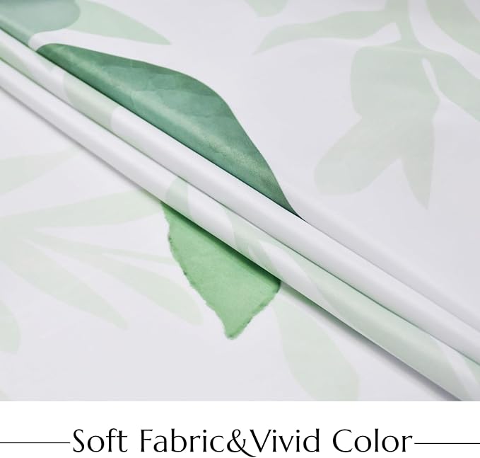 No Hook Shower Curtain with Snap in Liner, Sage Green Eucalyptus Leaf Heavy Duty See Through Window Waterproof Machine Washable Bathroom Curtain 71" W x 74" L (Pack of 1)