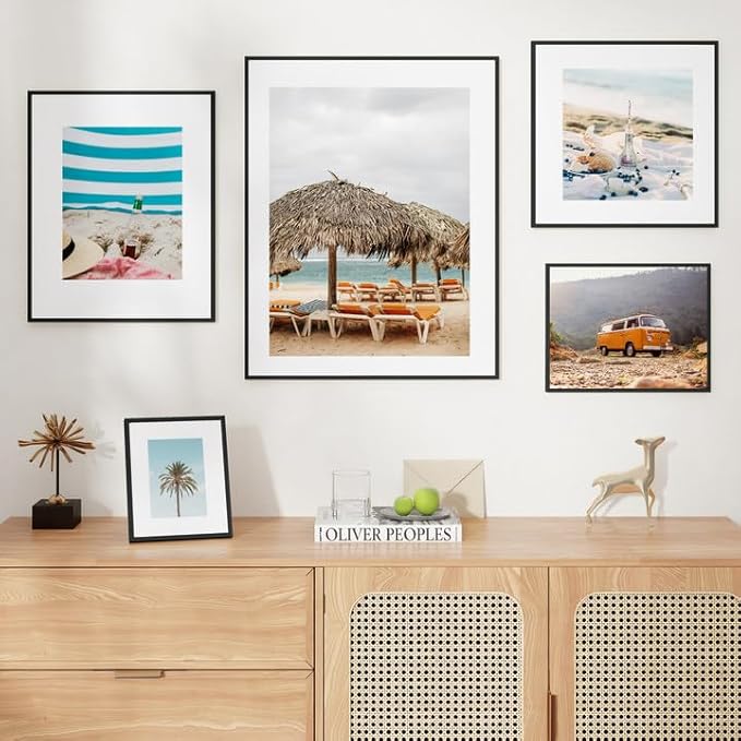 A5 Picture Frame Black - High-End Metal Frame for Wall, Photo Frame with Mat A6, Poster Frame 5.8x8.3, Aluminum Frame and Real Glass, Diploma, Certificates, Decor, Wall Kit, Black