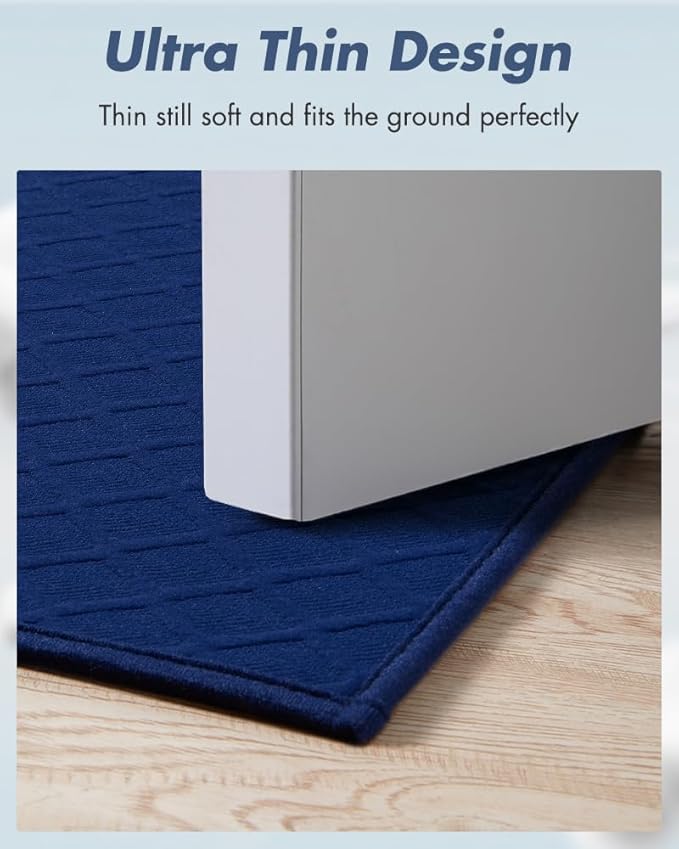 AMOAMI Ultra Thin Bathroom Rugs, Rubber Backed Bath Mats for Bathroom Non Slip, Absorbent Bathroom Mat for Floor, Shower, Sink (24"x35", Blue)