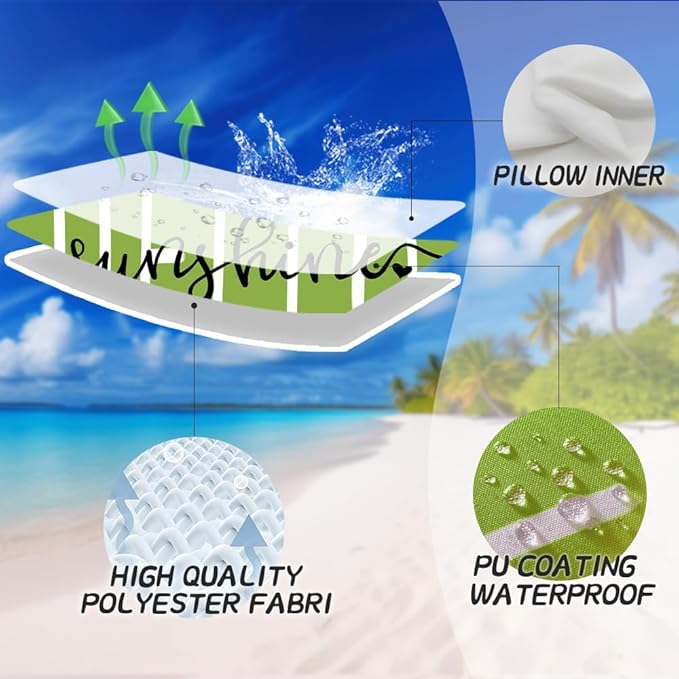 DFXSZ Outdoor Pillow Covers 18x18 Inch Set of 2 Hello Sunshine Decor Grass Green Waterproof Throw Pillow Covers Summer Outdoor Pillow Covers Decor for Patio Funiture Garden Sofa Couch 020E18