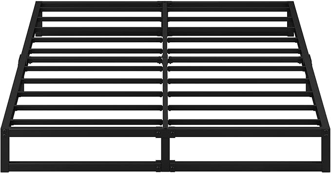 EMODA 7 Inch King Size Bed Frame No Box Spring Needed, Heavy Duty Metal Platform with Steel Slats, Noise Free, Easy Assembly, Black