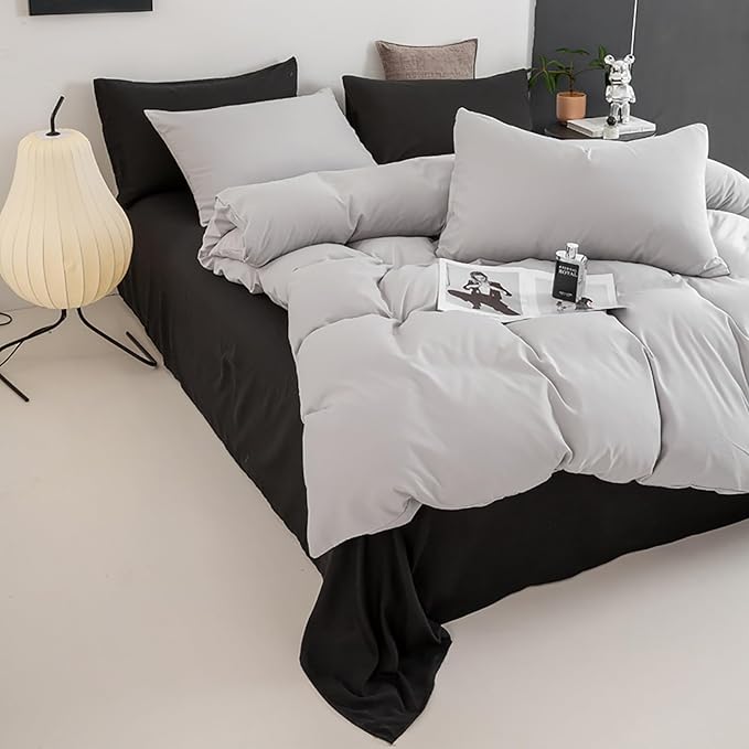 Luxlovery Silver Grey Comforter Set King Grey Bedding Comforter Set King Size Light Gray Bedding Set Soft Light Grey Blanket Quilts for Women Men Adults