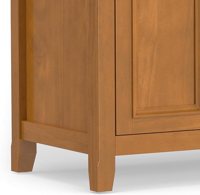 SIMPLIHOME Amherst 72-inch Wide Solid Wood TV Stand in Light Golden Brown, Transitional-Style Media Console for Living Room with Cable Management and Adjustable Shelves, Fits 80" TVs